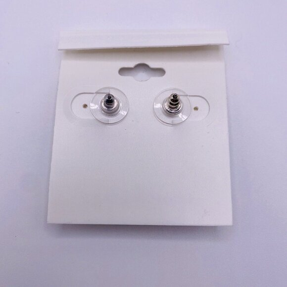 Croft & Barrow Purple Silvertone Square Stud Earrings New - Picture 3 of 3